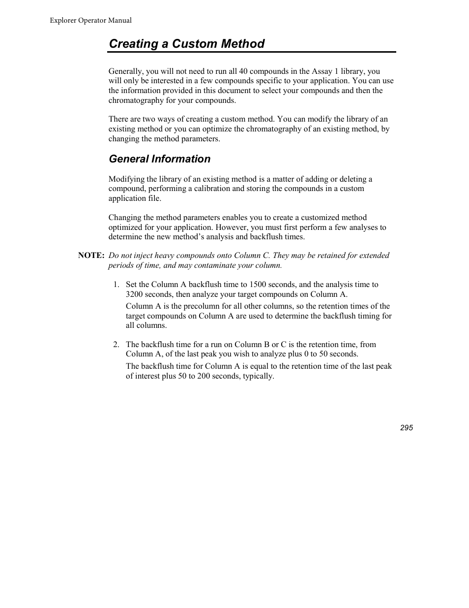 Creating a custom method, General information | INFICON Explorer Portable Gas Chromatograph User Manual | Page 297 / 369