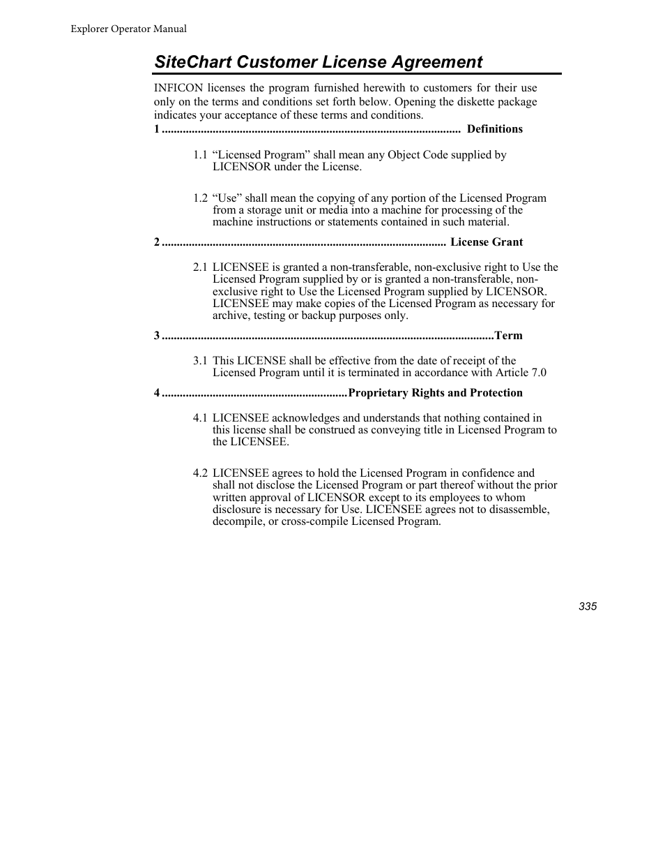 Sitechart customer license agreement | INFICON Explorer Portable Gas Chromatograph User Manual | Page 337 / 369