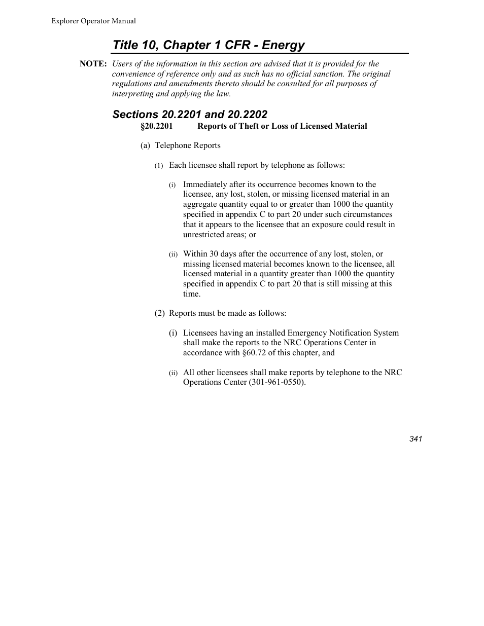 Title 10, chapter 1 cfr - energy | INFICON Explorer Portable Gas Chromatograph User Manual | Page 343 / 369