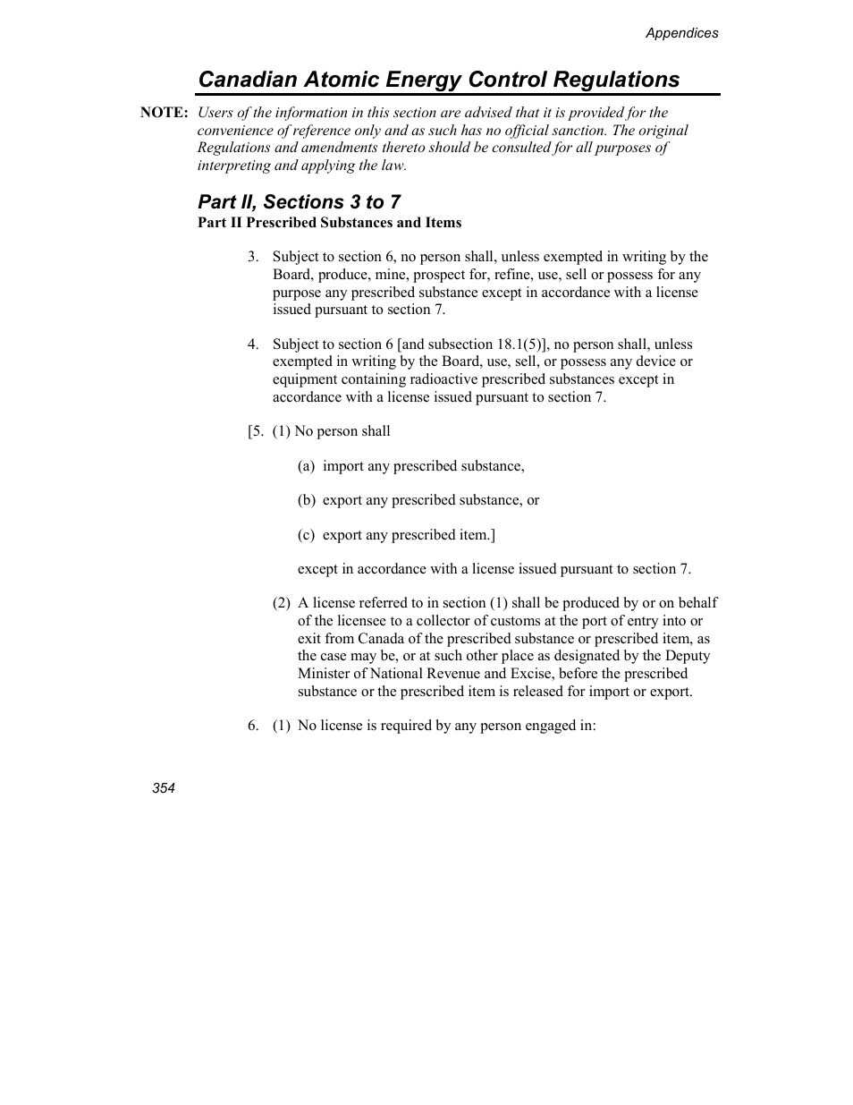 Canadian atomic energy control regulations | INFICON Explorer Portable Gas Chromatograph User Manual | Page 356 / 369