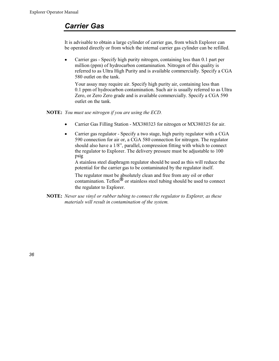 Carrier gas | INFICON Explorer Portable Gas Chromatograph User Manual | Page 38 / 369