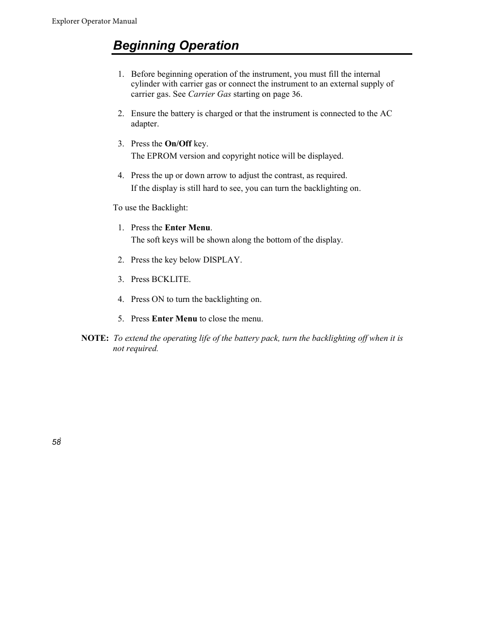 Beginning operation | INFICON Explorer Portable Gas Chromatograph User Manual | Page 60 / 369