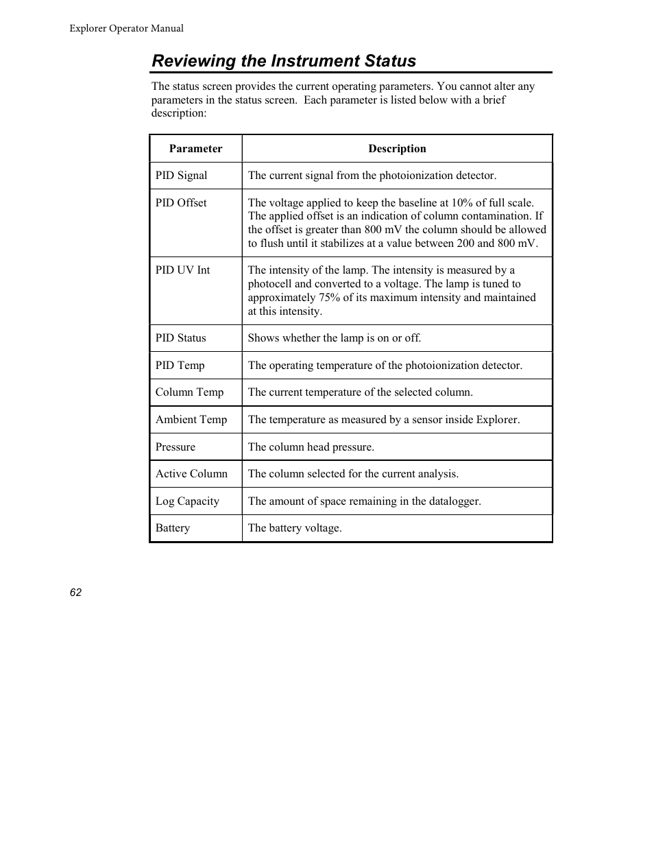 Reviewing the instrument status | INFICON Explorer Portable Gas Chromatograph User Manual | Page 64 / 369