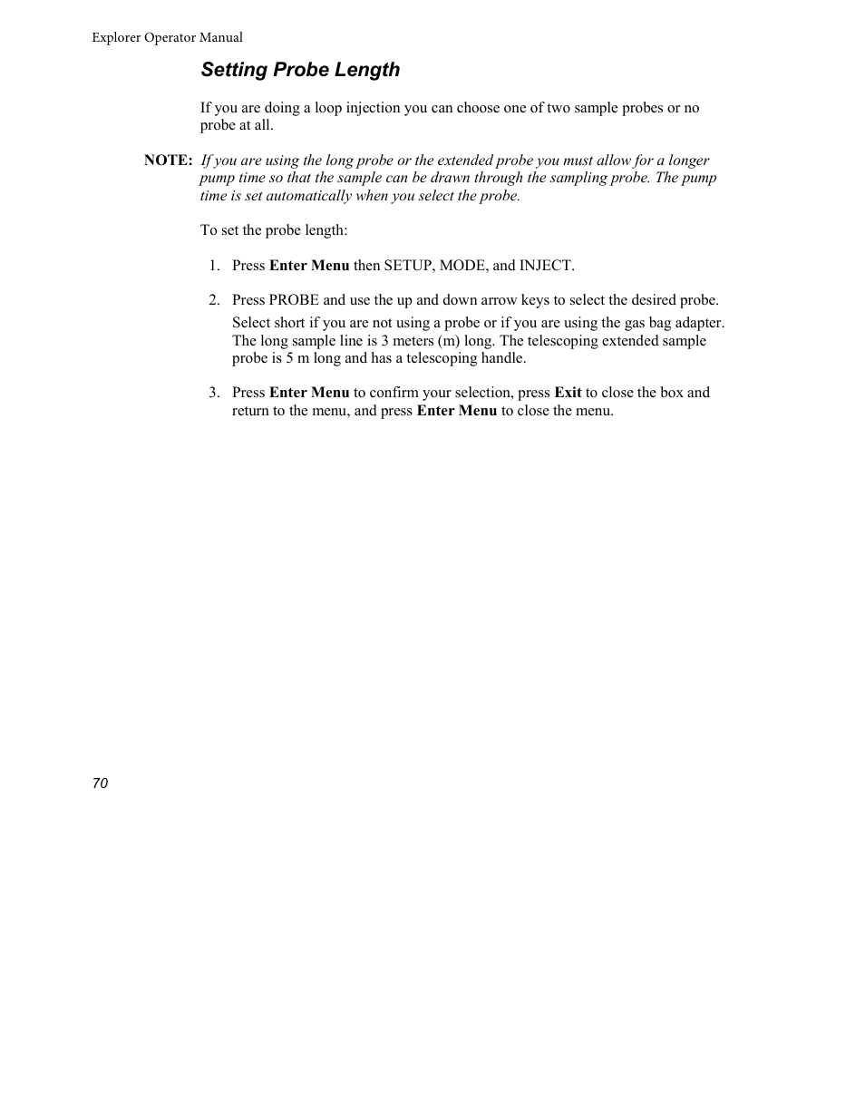 Setting probe length | INFICON Explorer Portable Gas Chromatograph User Manual | Page 72 / 369