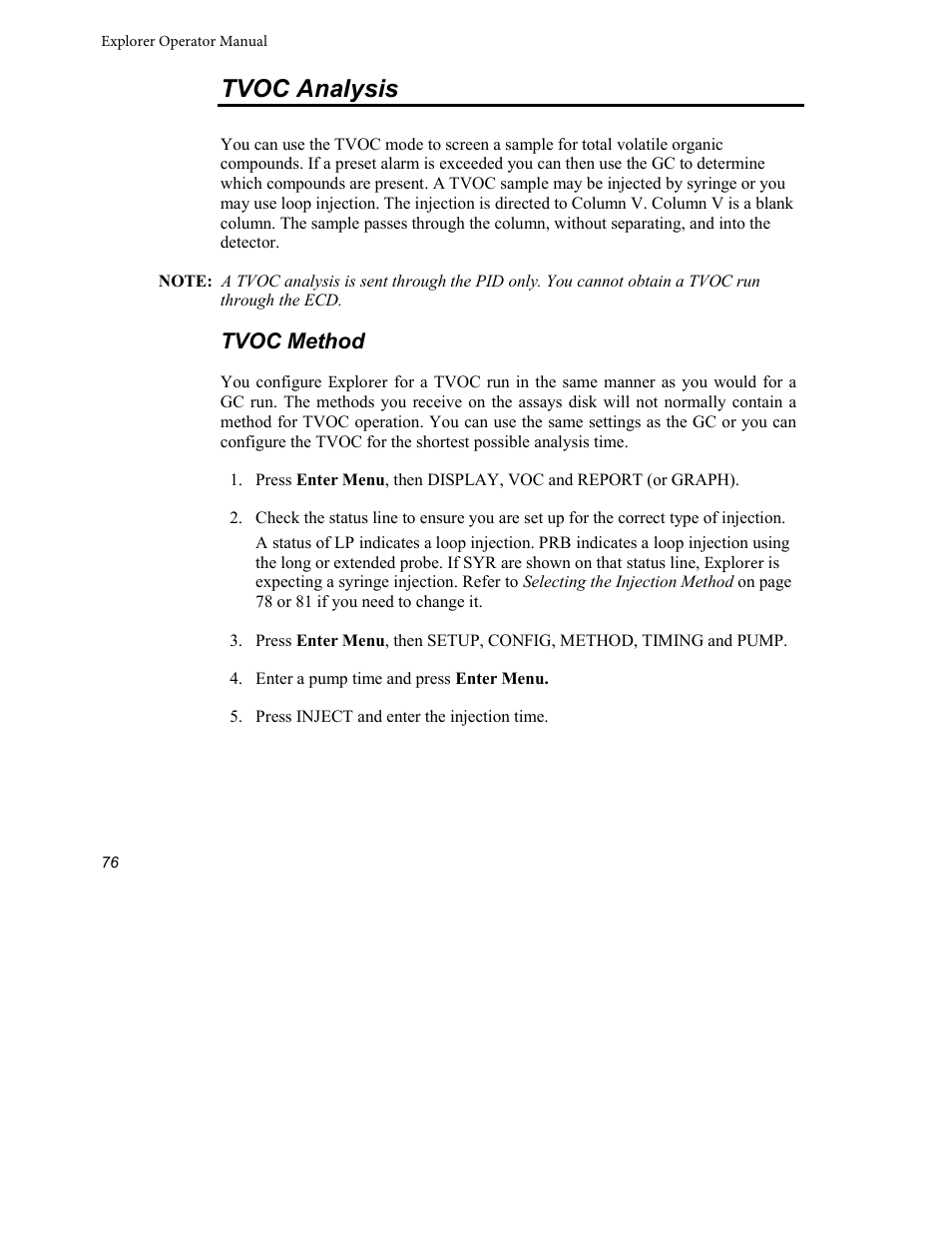 Tvoc analysis, Tvoc method | INFICON Explorer Portable Gas Chromatograph User Manual | Page 78 / 369