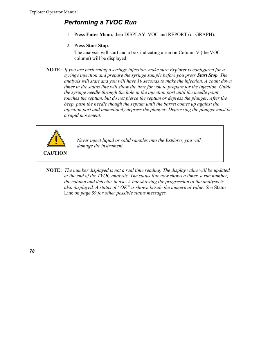 Performing a tvoc run | INFICON Explorer Portable Gas Chromatograph User Manual | Page 80 / 369