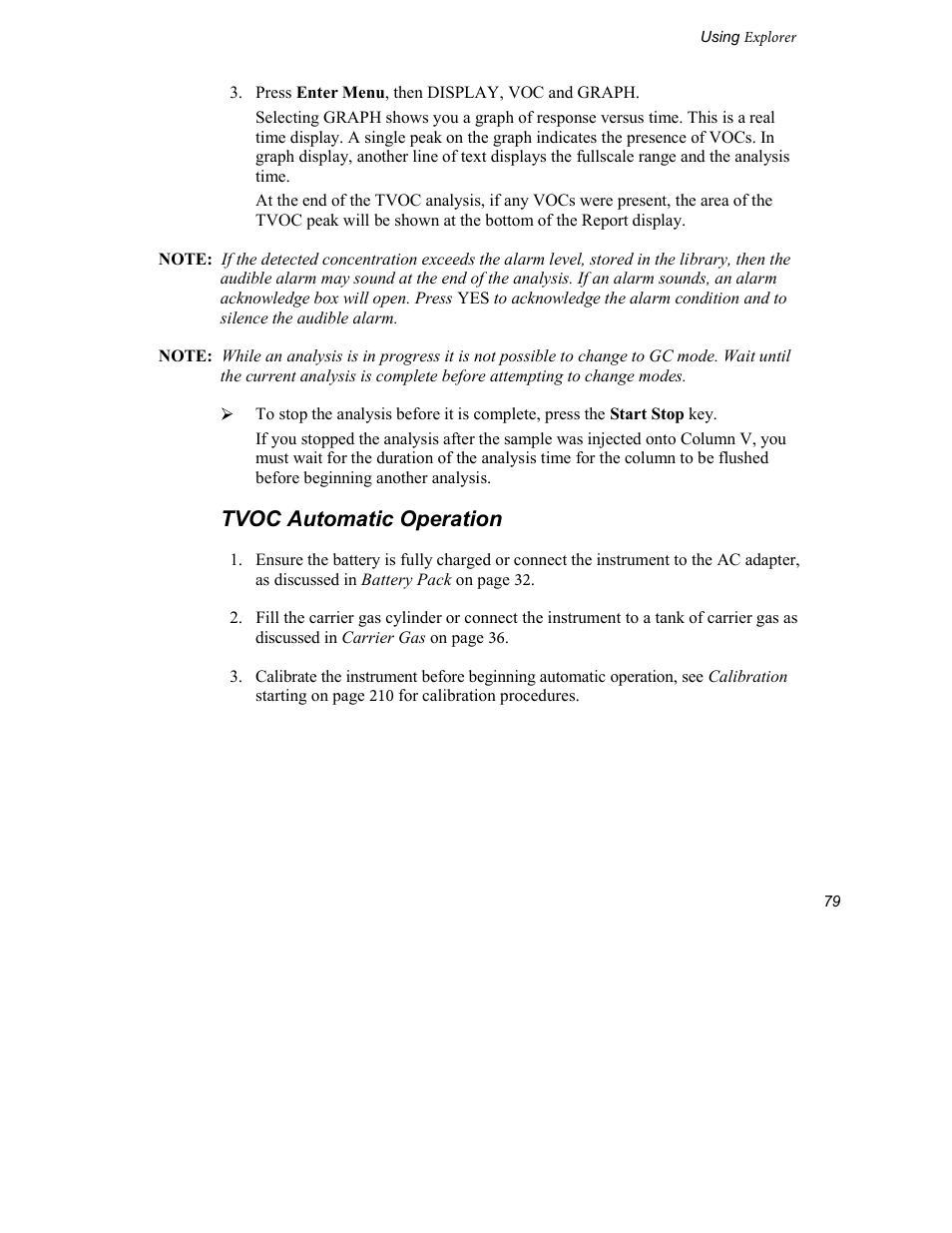 Tvoc automatic operation | INFICON Explorer Portable Gas Chromatograph User Manual | Page 81 / 369