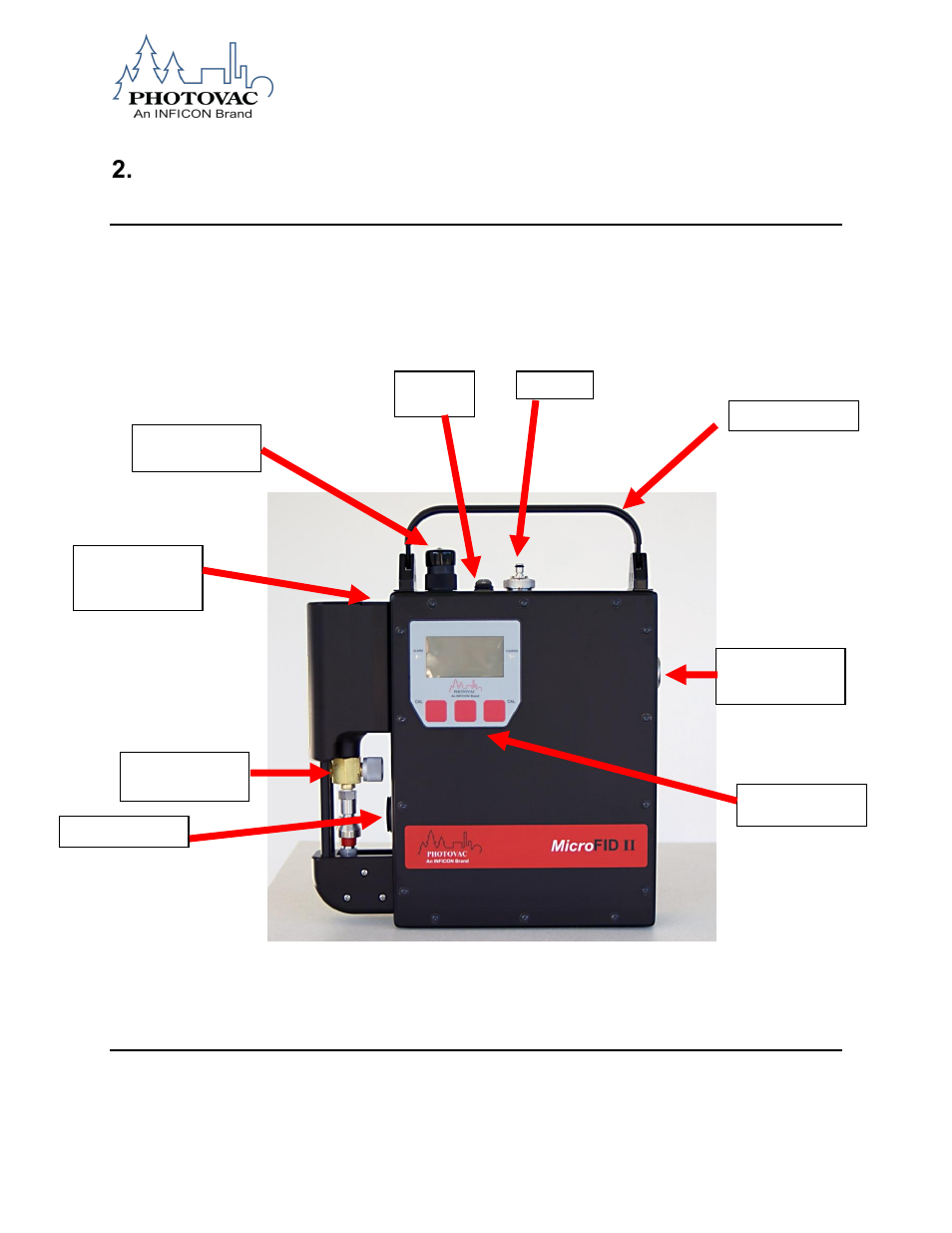 Using the microfid ii, Microfid ii feature layout | INFICON MicroFID II Portable Flame Ionization Detector User Manual | Page 21 / 89