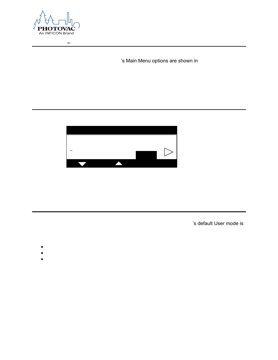 User interface, Basic menu, Passcode | User modes | INFICON MicroFID II Portable Flame Ionization Detector User Manual | Page 44 / 89