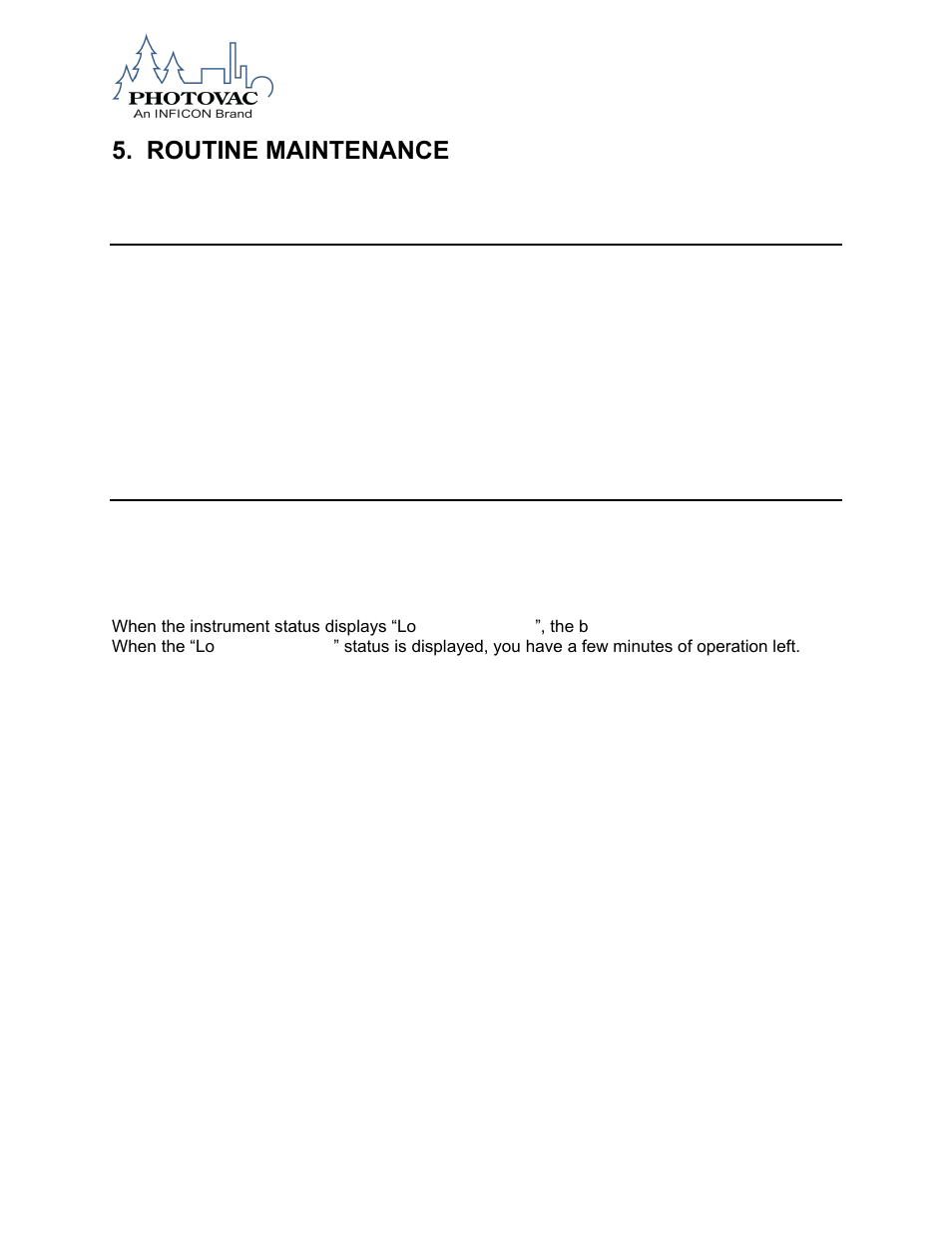 Routine maintenance, Maintenance intervals, Battery charging | INFICON MicroFID II Portable Flame Ionization Detector User Manual | Page 74 / 89