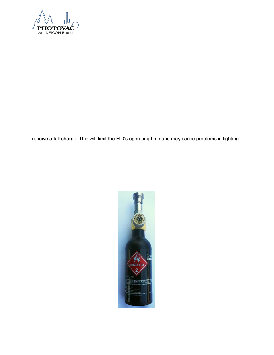 Filling the hydrogen fuel cylinder | INFICON DataFID Portable Flame Ionization Detector for Leak Detection and Repair (LDAR) User Manual | Page 26 / 91