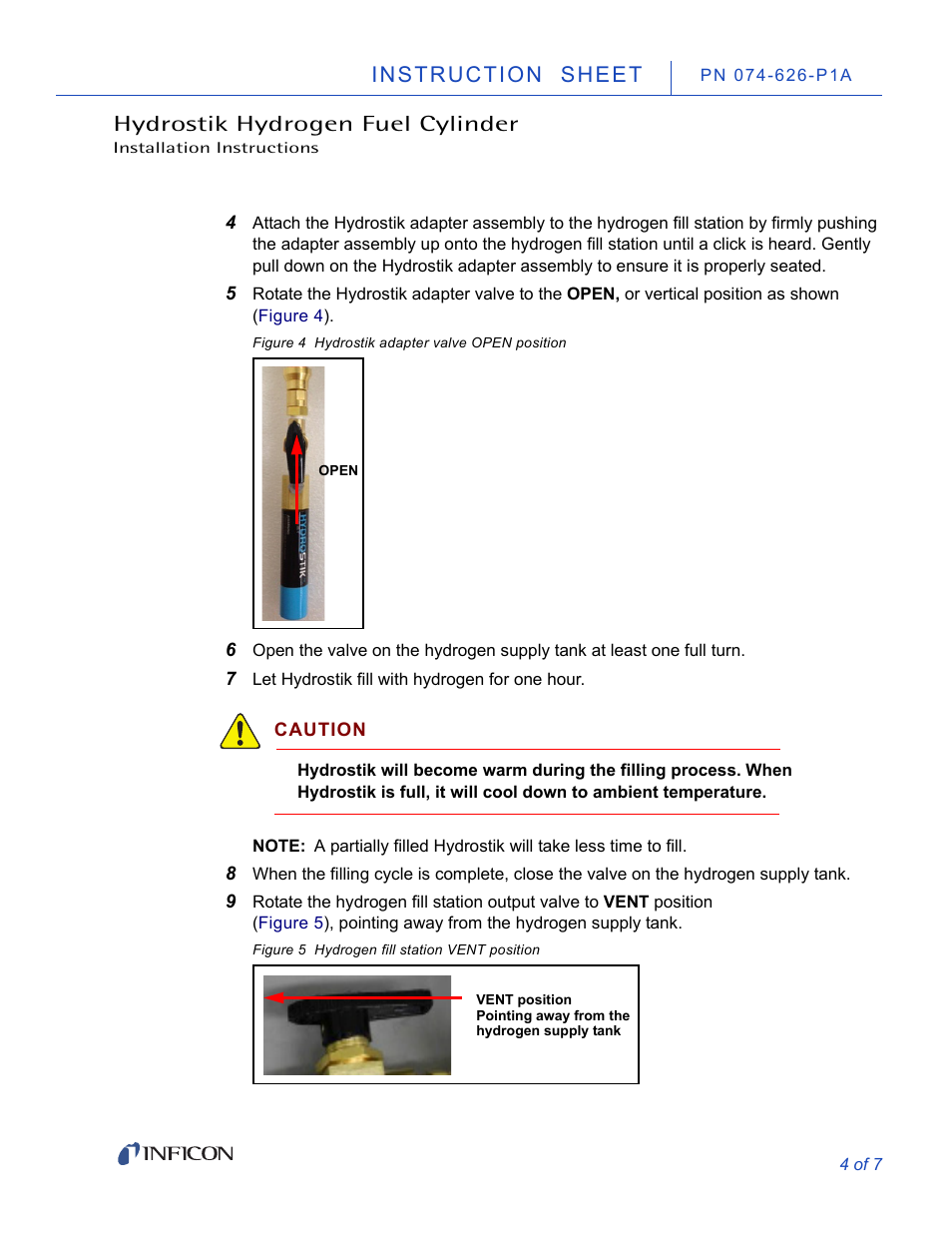 Instruction sheet hydrostik hydrogen fuel cylinder | INFICON Hydrostik Hydrogen Fuel Cylinder Installation User Manual | Page 4 / 7