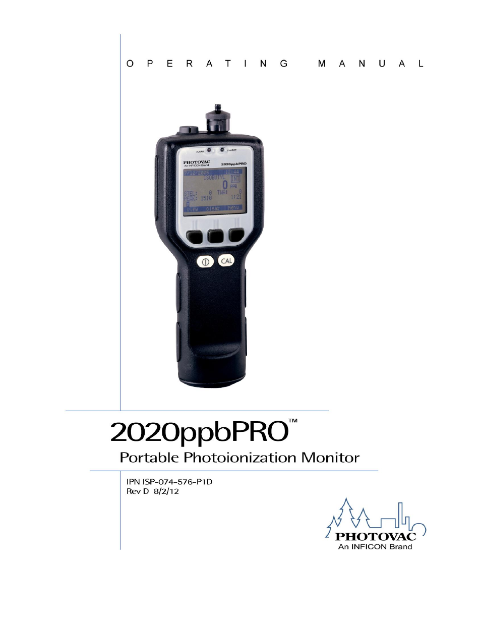 INFICON 2020ppbPRO Portable Photoionization Detector User Manual | 109 pages