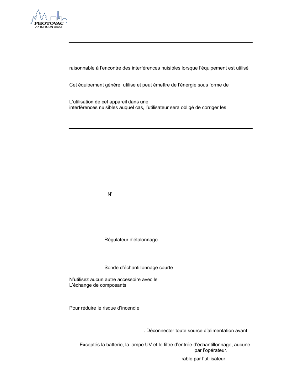 Avertissement compatibilité électromagnétique | INFICON 2020ppbPRO Portable Photoionization Detector User Manual | Page 26 / 109