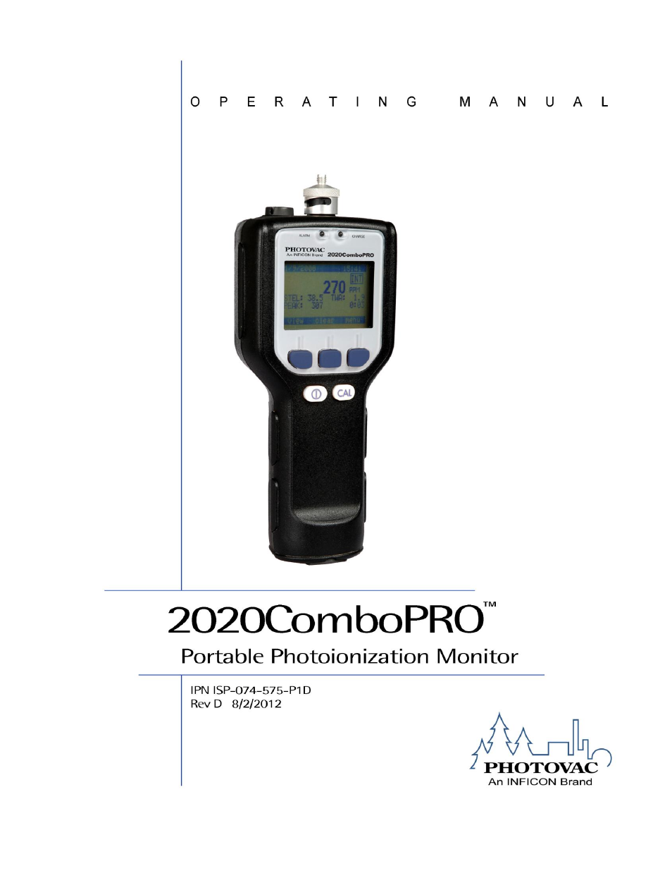 INFICON 2020ComboPRO Portable Photoionization Detector User Manual | 118 pages