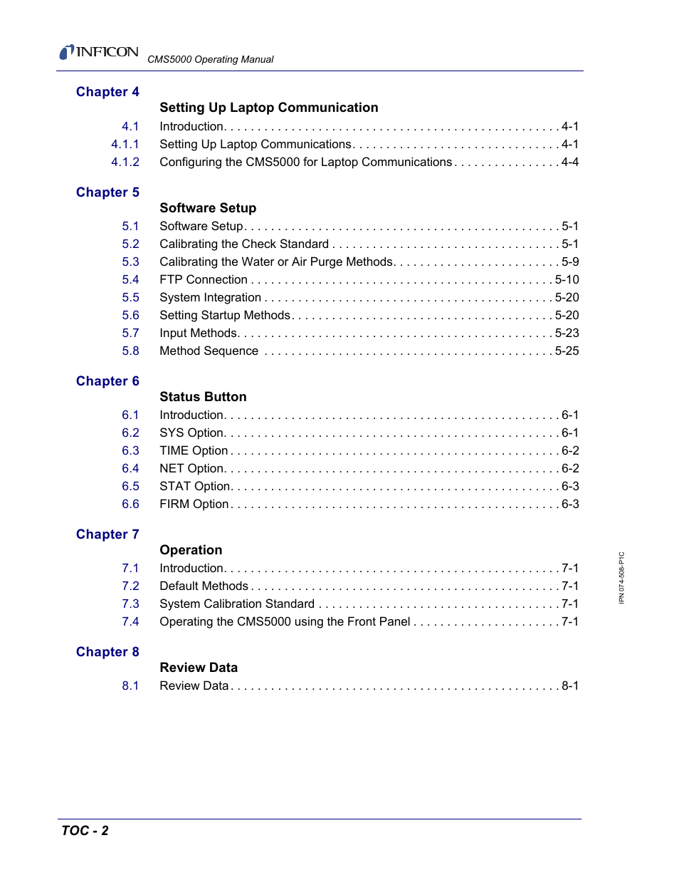 INFICON CMS5000 Monitoring System User Manual | Page 10 / 262