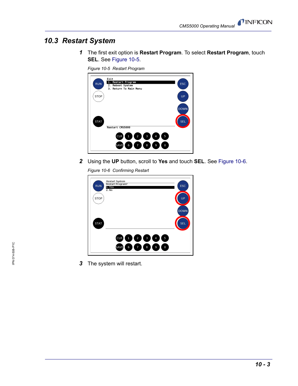 3 restart system | INFICON CMS5000 Monitoring System User Manual | Page 105 / 262