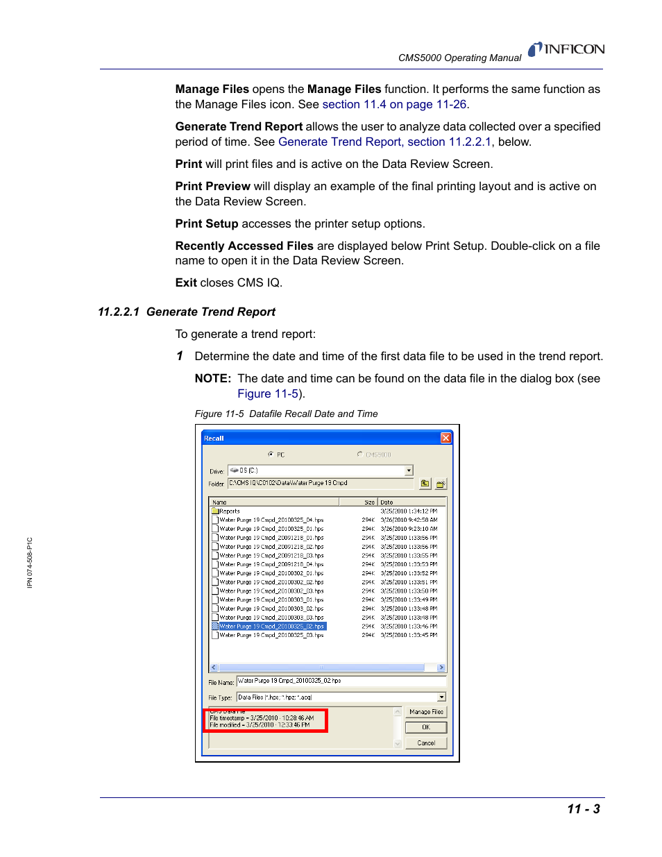 1 generate trend report | INFICON CMS5000 Monitoring System User Manual | Page 109 / 262