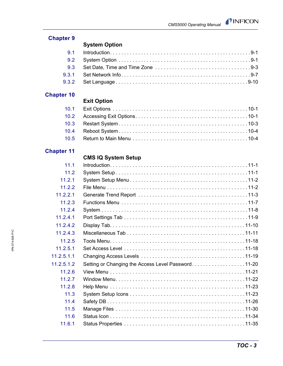 INFICON CMS5000 Monitoring System User Manual | Page 11 / 262