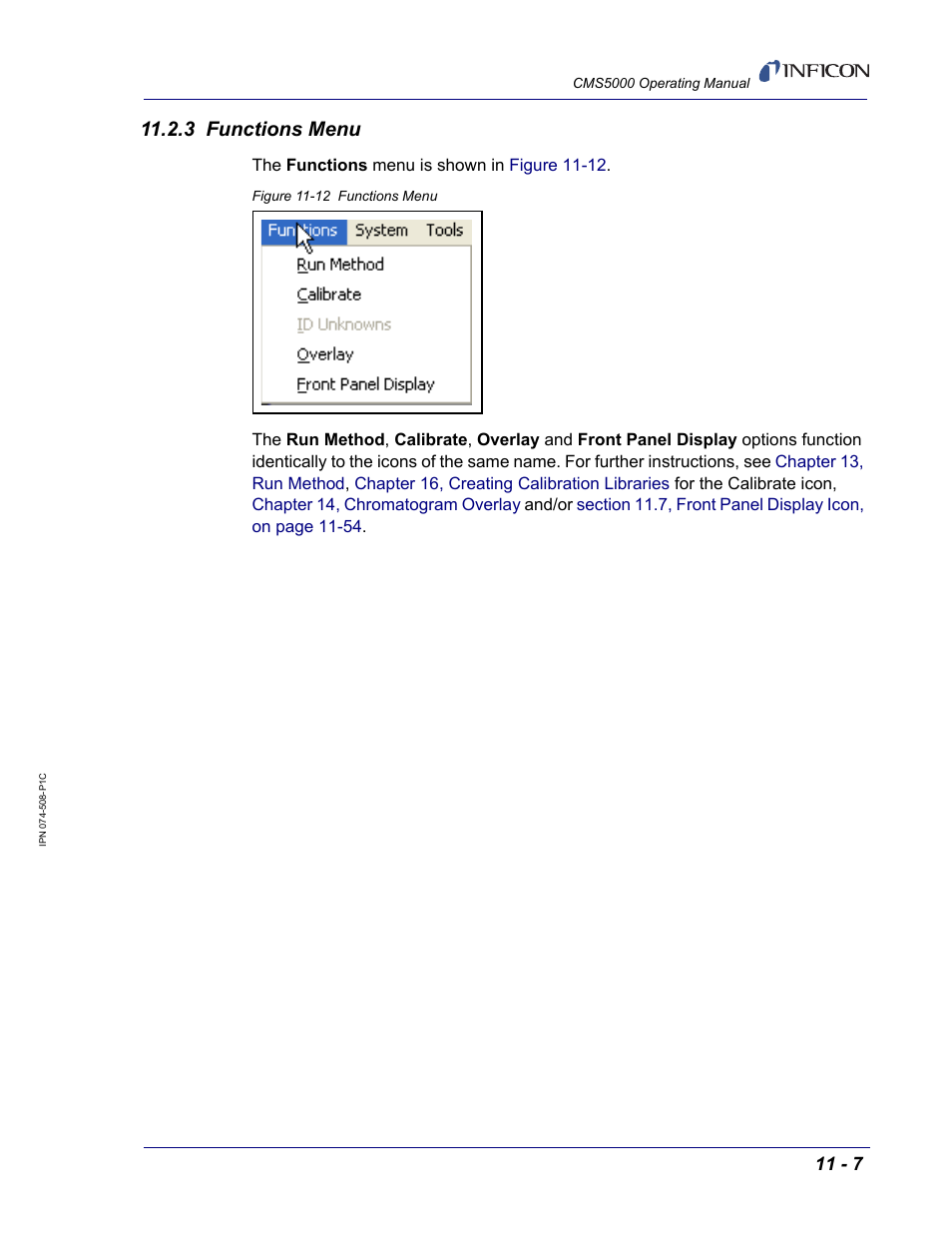 3 functions menu | INFICON CMS5000 Monitoring System User Manual | Page 113 / 262