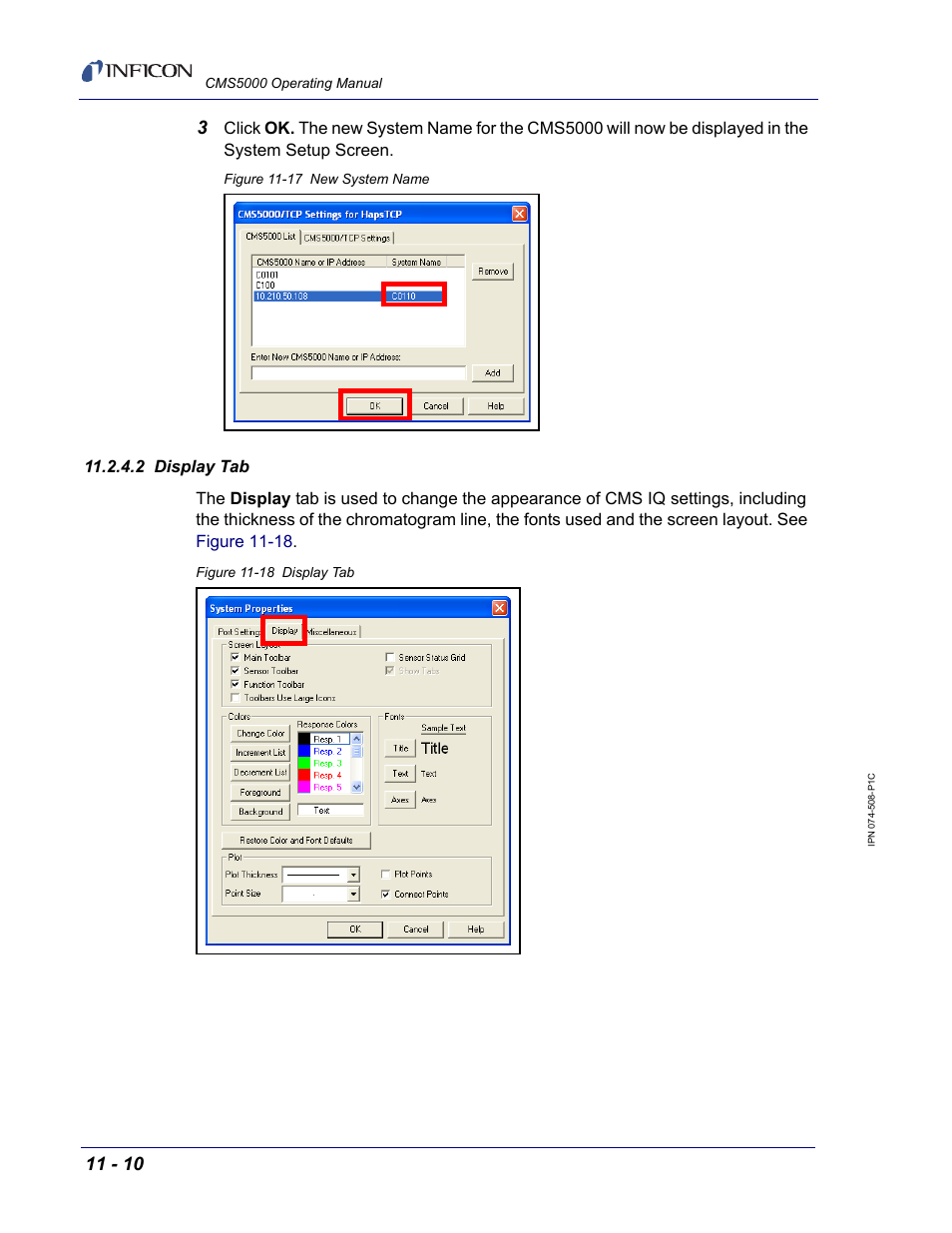 2 display tab | INFICON CMS5000 Monitoring System User Manual | Page 116 / 262