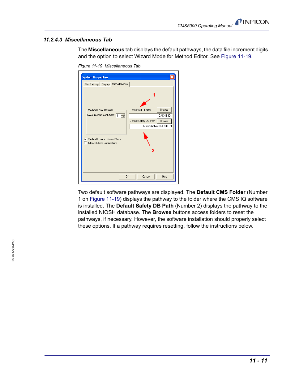 3 miscellaneous tab | INFICON CMS5000 Monitoring System User Manual | Page 117 / 262