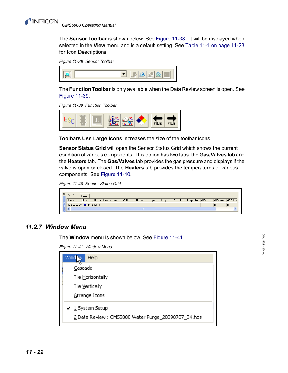 7 window menu | INFICON CMS5000 Monitoring System User Manual | Page 128 / 262