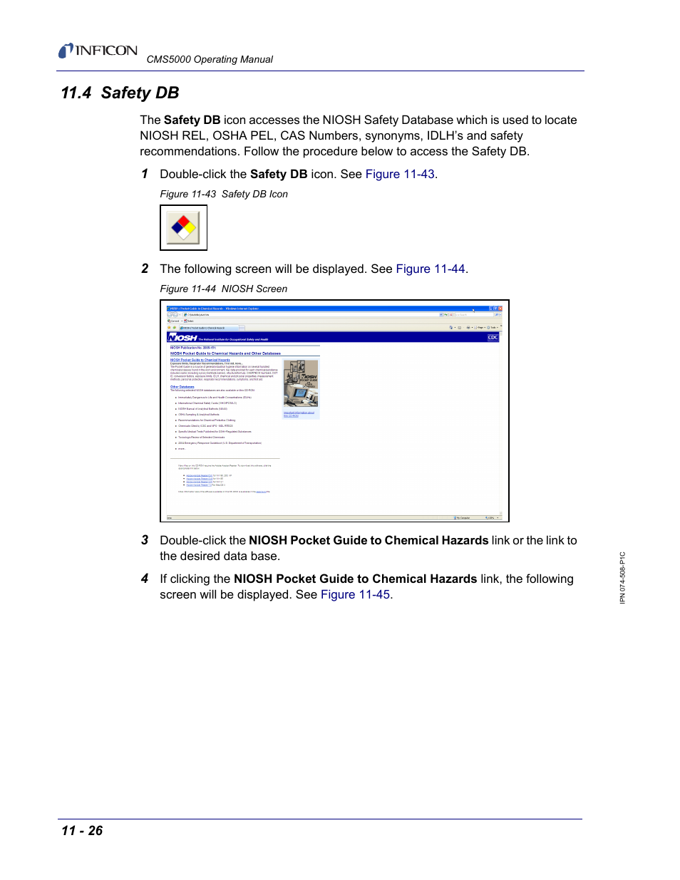 4 safety db, Section 11.4 | INFICON CMS5000 Monitoring System User Manual | Page 132 / 262