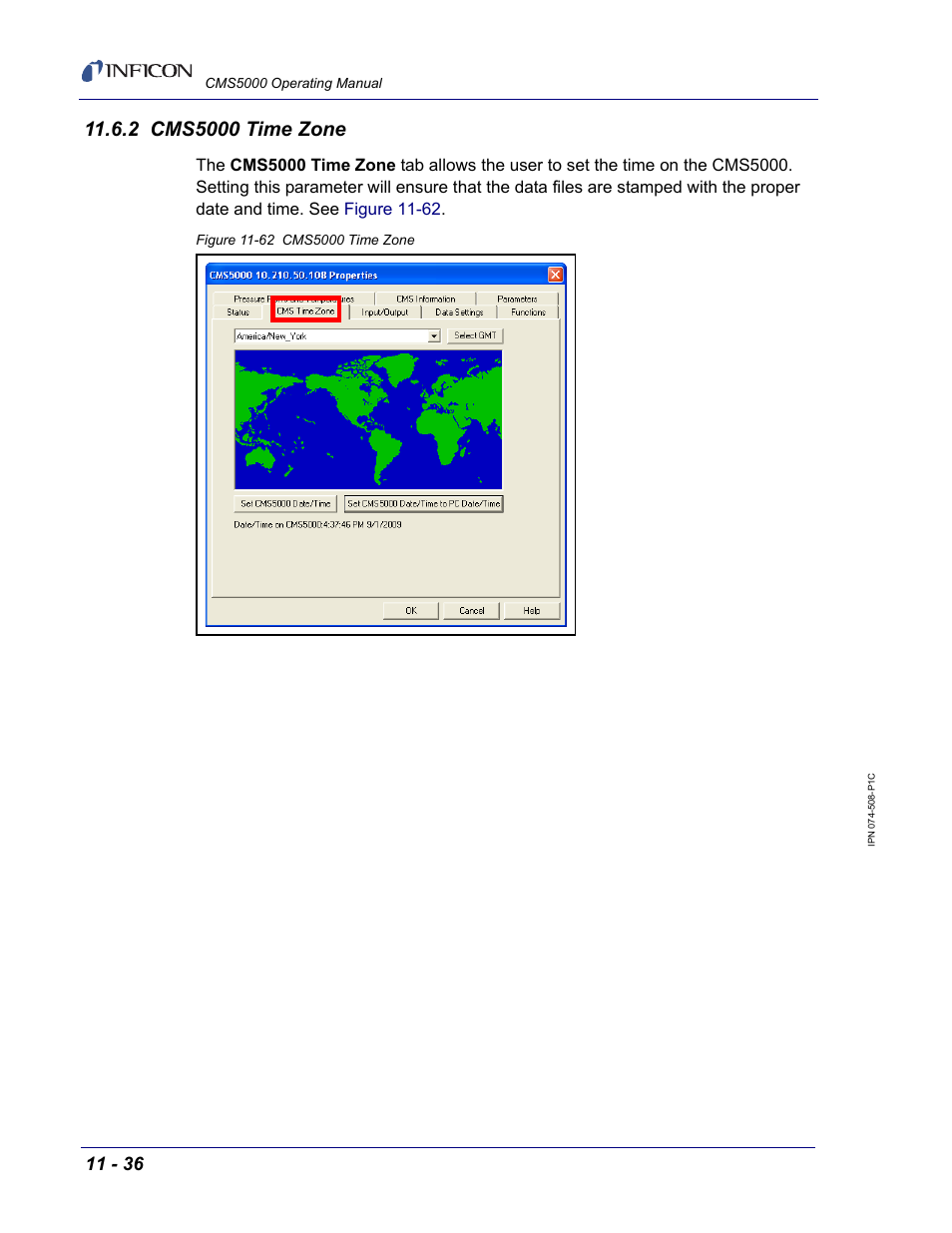 2 cms5000 time zone | INFICON CMS5000 Monitoring System User Manual | Page 142 / 262
