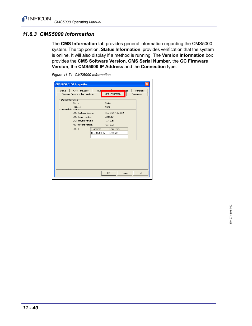 3 cms5000 information | INFICON CMS5000 Monitoring System User Manual | Page 146 / 262