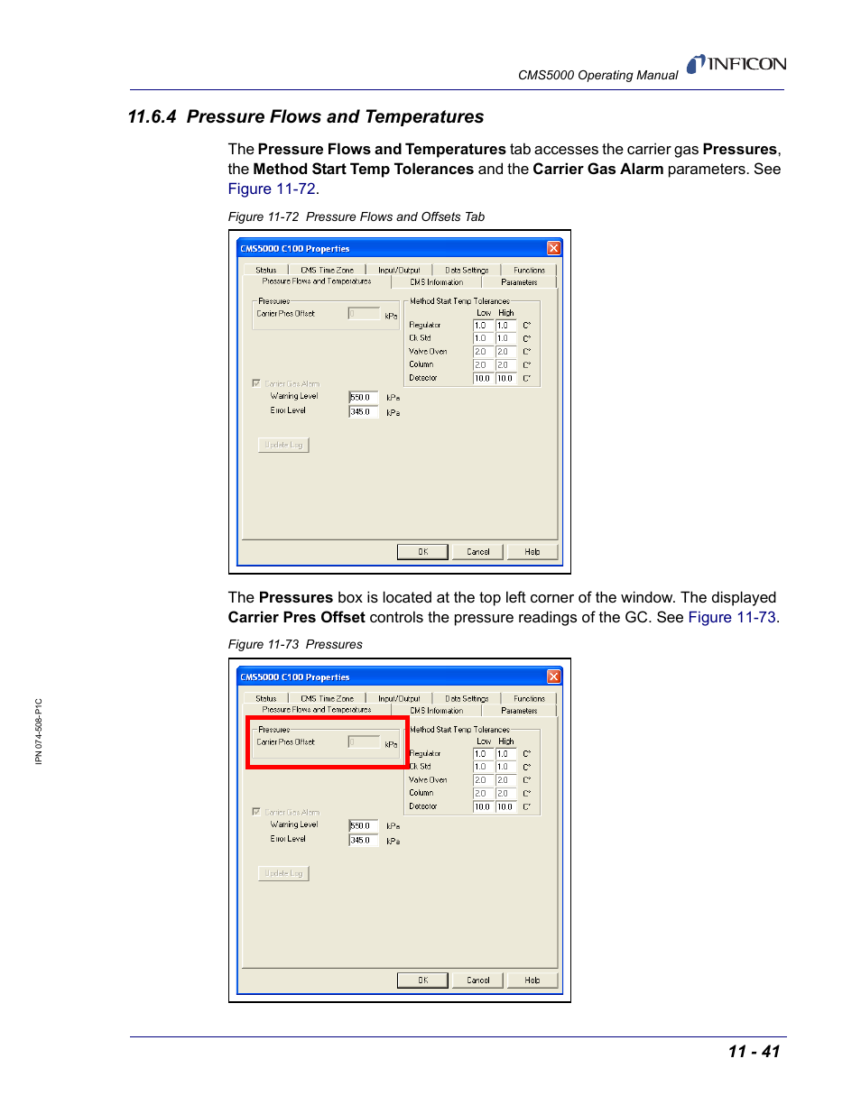 4 pressure flows and temperatures | INFICON CMS5000 Monitoring System User Manual | Page 147 / 262