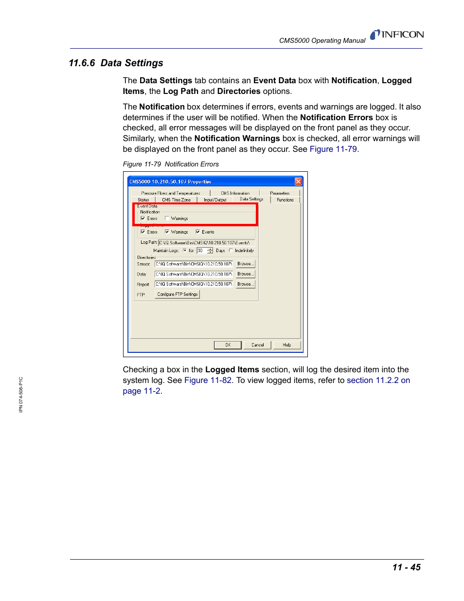 6 data settings | INFICON CMS5000 Monitoring System User Manual | Page 151 / 262