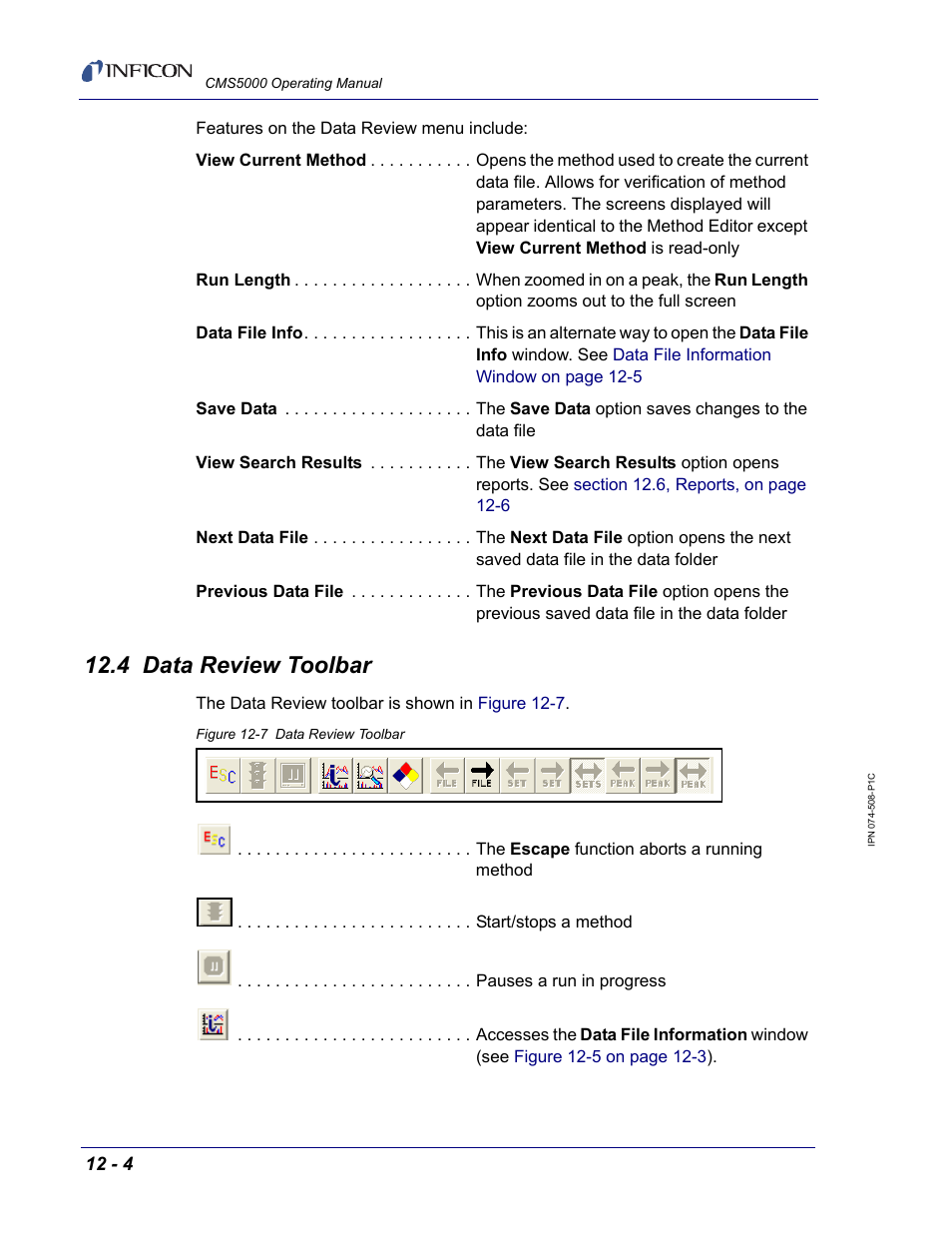 4 data review toolbar | INFICON CMS5000 Monitoring System User Manual | Page 166 / 262