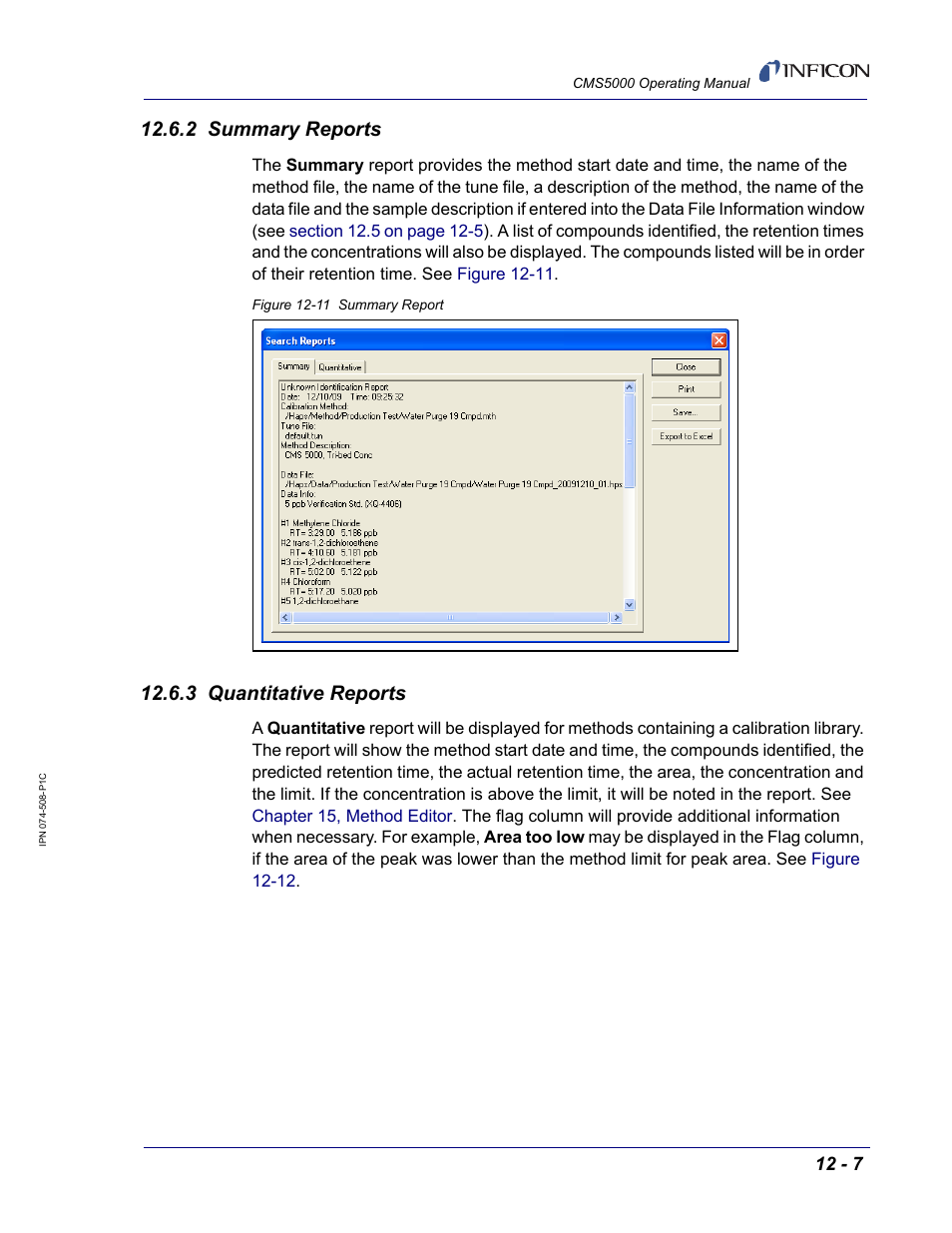 2 summary reports, 3 quantitative reports | INFICON CMS5000 Monitoring System User Manual | Page 169 / 262