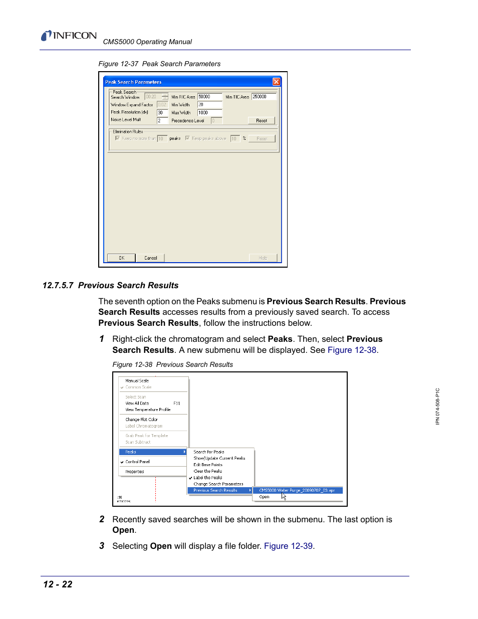 7 previous search results, Figure 12-37 | INFICON CMS5000 Monitoring System User Manual | Page 184 / 262