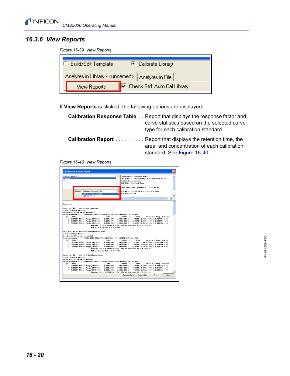 6 view reports, Refer to, Section 16.3.6, view reports | INFICON CMS5000 Monitoring System User Manual | Page 250 / 262