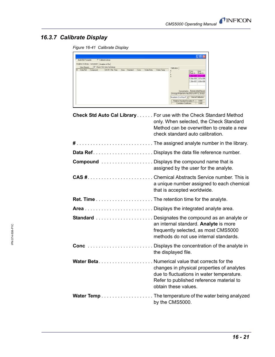 7 calibrate display | INFICON CMS5000 Monitoring System User Manual | Page 251 / 262