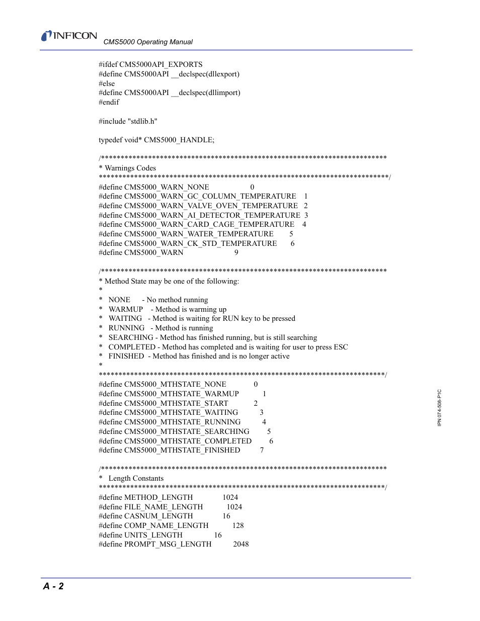 A - 2 | INFICON CMS5000 Monitoring System User Manual | Page 254 / 262