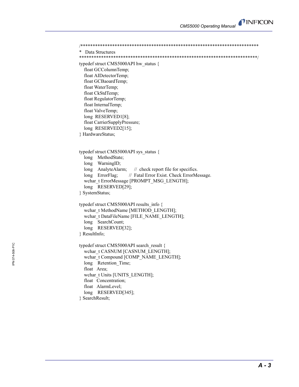 A - 3 | INFICON CMS5000 Monitoring System User Manual | Page 255 / 262