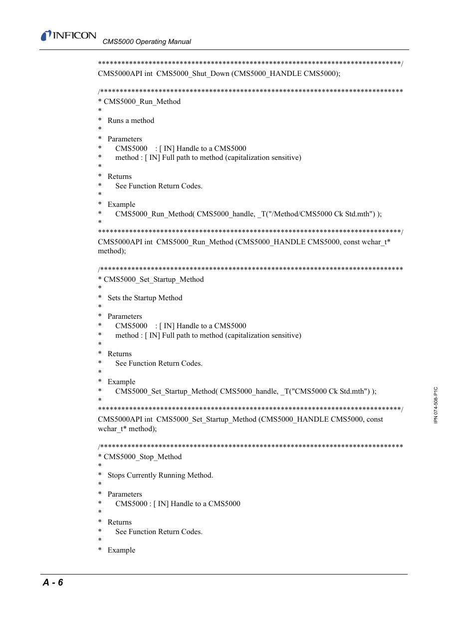 A - 6 | INFICON CMS5000 Monitoring System User Manual | Page 258 / 262