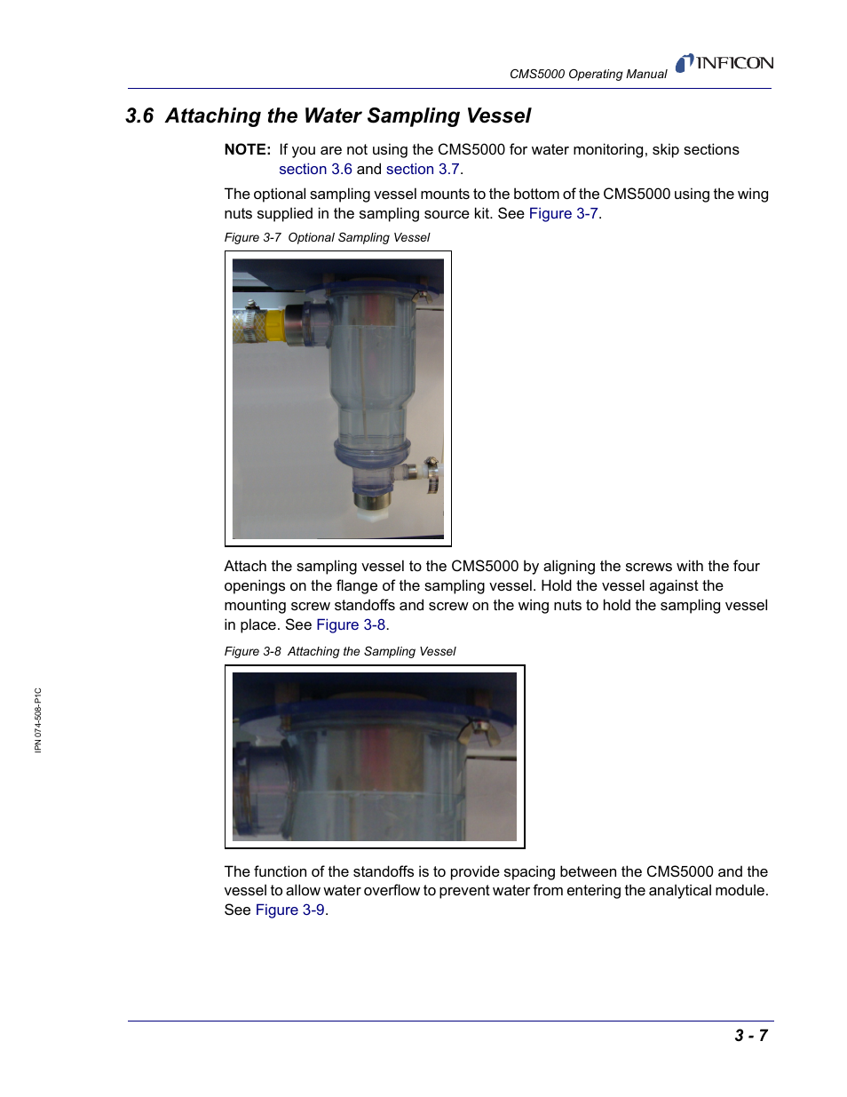 6 attaching the water sampling vessel | INFICON CMS5000 Monitoring System User Manual | Page 27 / 262