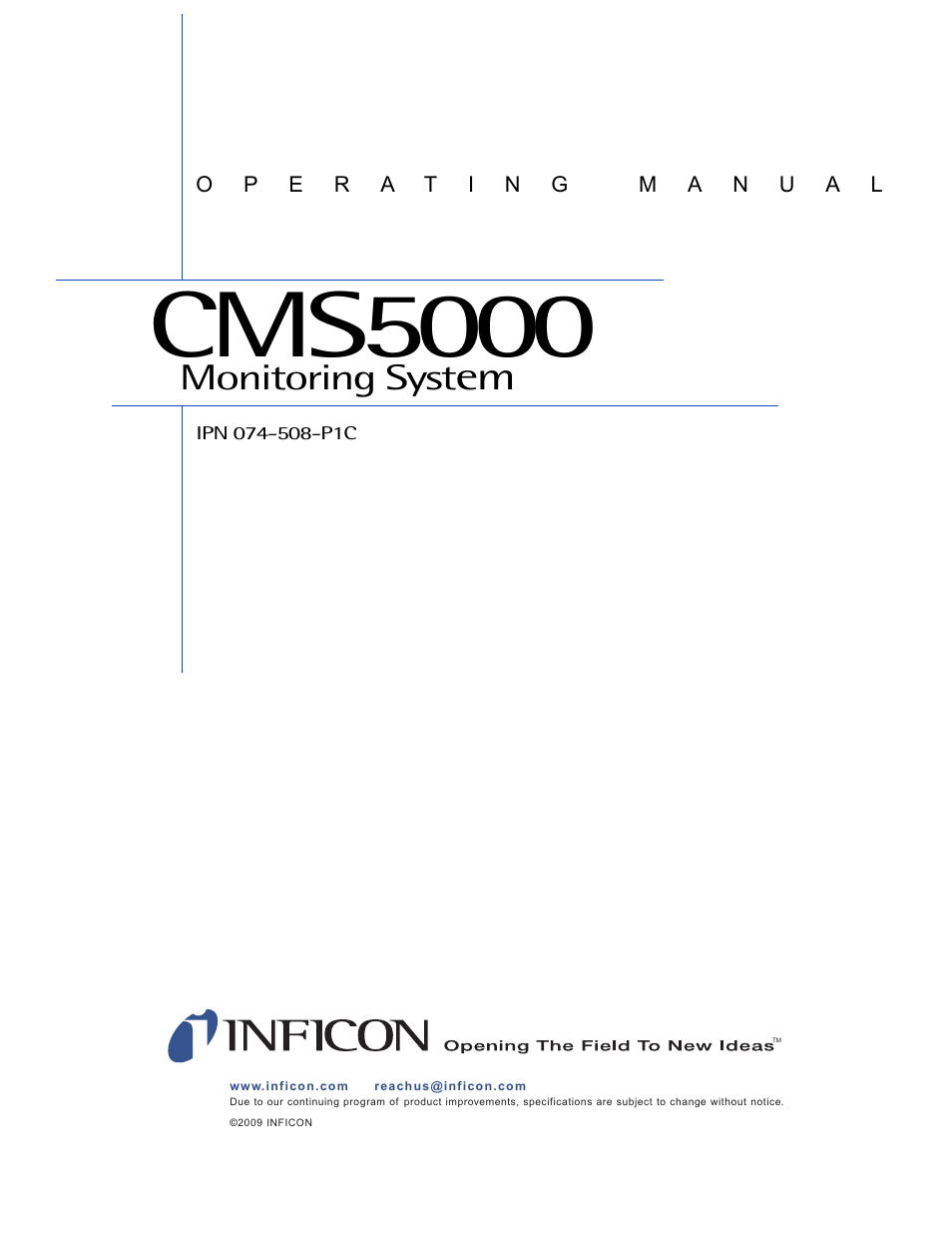 Cms5000, Monitoring syst | INFICON CMS5000 Monitoring System User Manual | Page 3 / 262