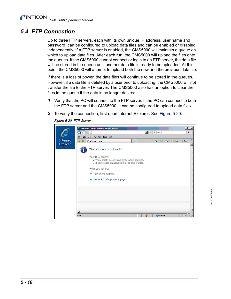 4 ftp connection | INFICON CMS5000 Monitoring System User Manual | Page 54 / 262