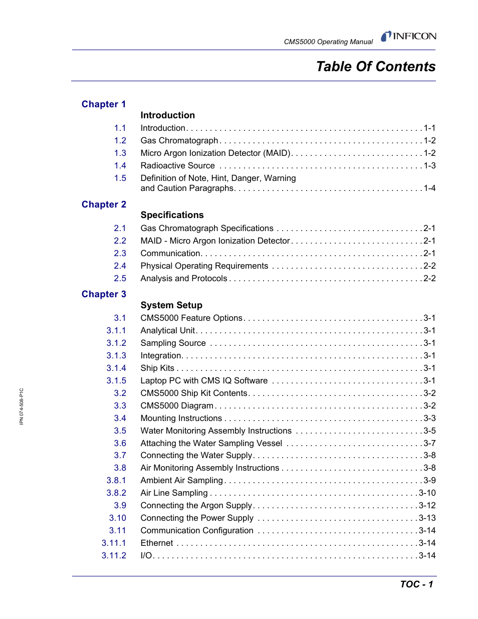 INFICON CMS5000 Monitoring System User Manual | Page 9 / 262