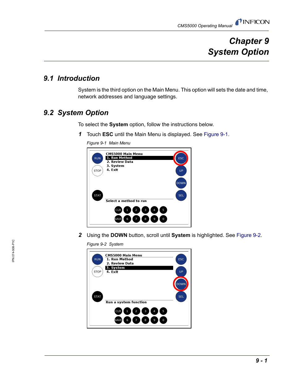 Chapter 9 system option, 1 introduction, 2 system option | Chapter 9 | INFICON CMS5000 Monitoring System User Manual | Page 91 / 262