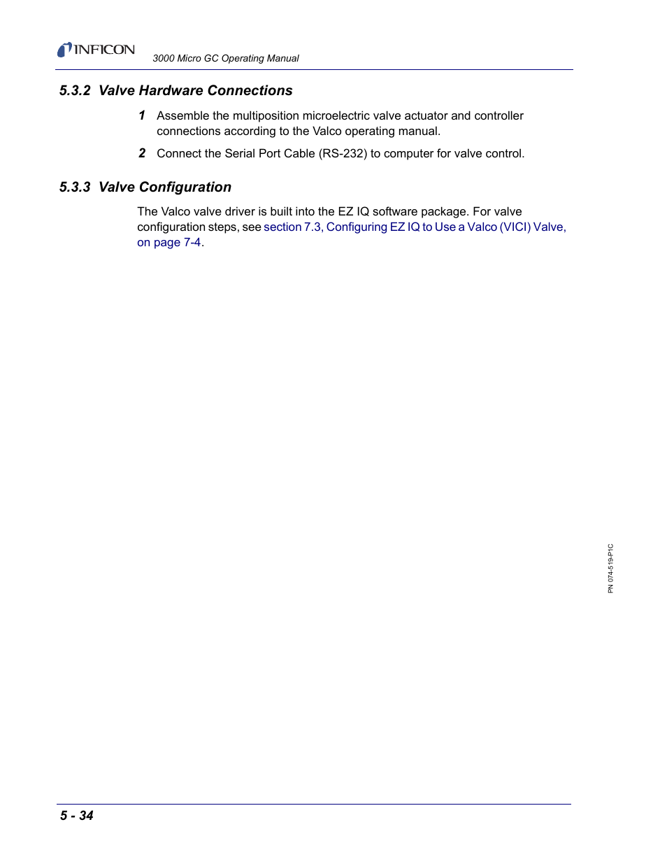 2 valve hardware connections, 3 valve configuration | INFICON 3000 Micro GC Gas Analyzer Operating Manual User Manual | Page 108 / 268