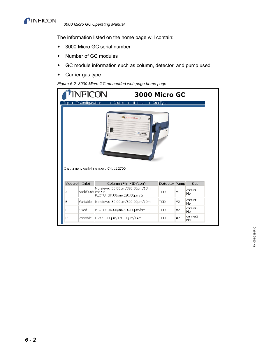 INFICON 3000 Micro GC Gas Analyzer Operating Manual User Manual | Page 110 / 268