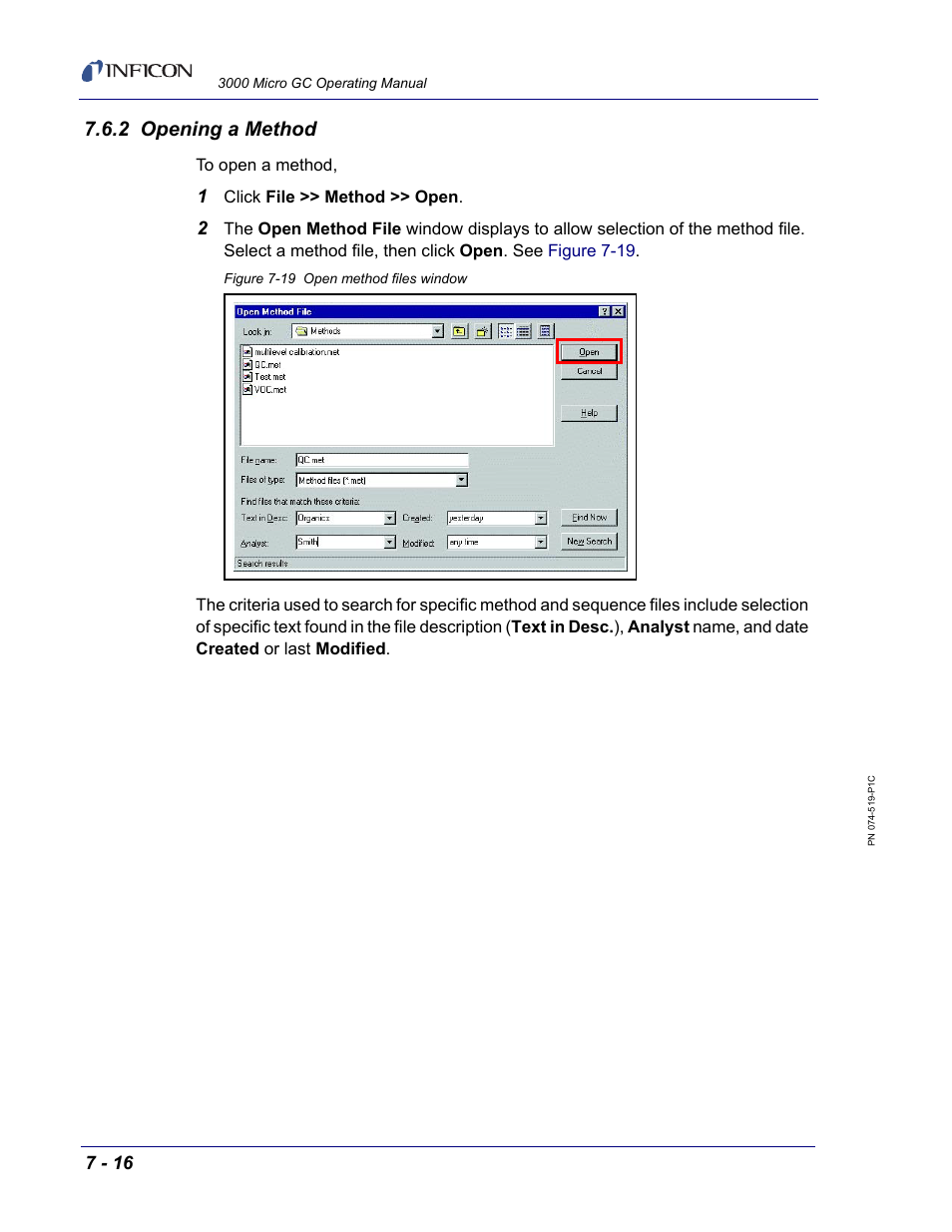 2 opening a method | INFICON 3000 Micro GC Gas Analyzer Operating Manual User Manual | Page 144 / 268