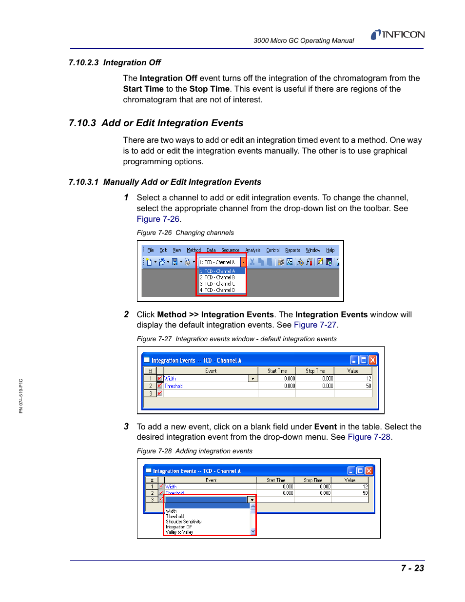 3 integration off, 3 add or edit integration events, 1 manually add or edit integration events | INFICON 3000 Micro GC Gas Analyzer Operating Manual User Manual | Page 151 / 268