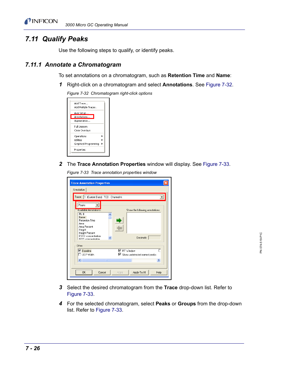 11 qualify peaks, 1 annotate a chromatogram, S. see | INFICON 3000 Micro GC Gas Analyzer Operating Manual User Manual | Page 154 / 268